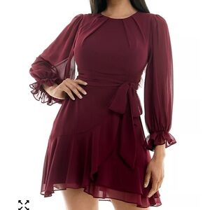 B darlin Elegant Burgundy Chiffon Dress size 3/4